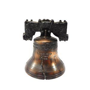 Miniature Metal Liberty Bell Pass and Stow  - Aged Bronze Look